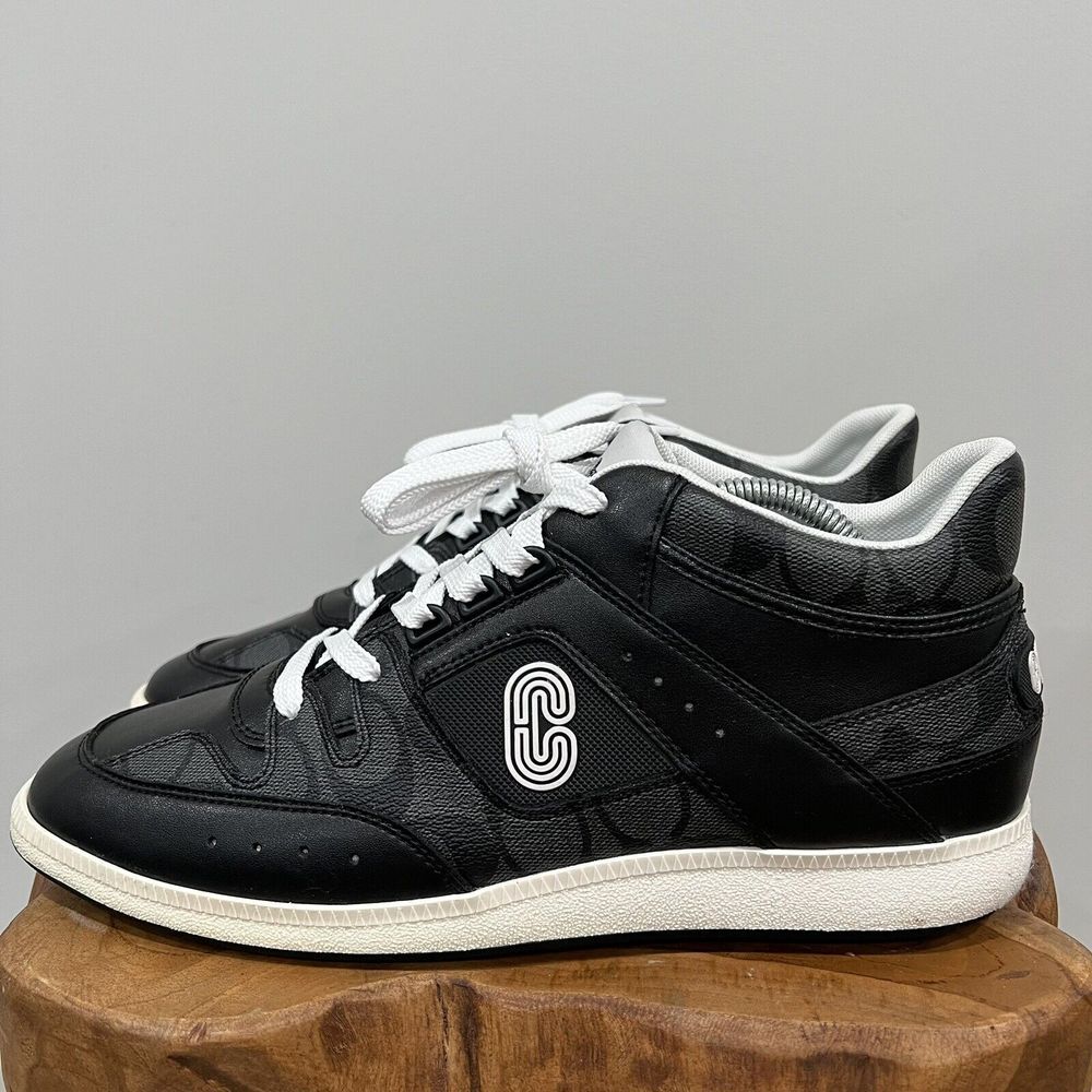 Coach Men's Signature Mid Top Sneaker. Size 10D Color Black. NIB CI083
